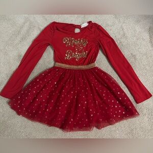 Red and Gold Long Sleeve Dress